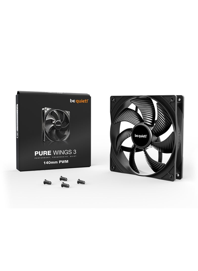 be quiet! - PURE WINGS 3 140mm PWM High-Speed Case Fans, 7 Airflow-Optimized Fan Blades, 1200RPM Fan Speed, Up to 57.4 CFM Airflow, Rifle Bearing Technology, BL108 - Image 1