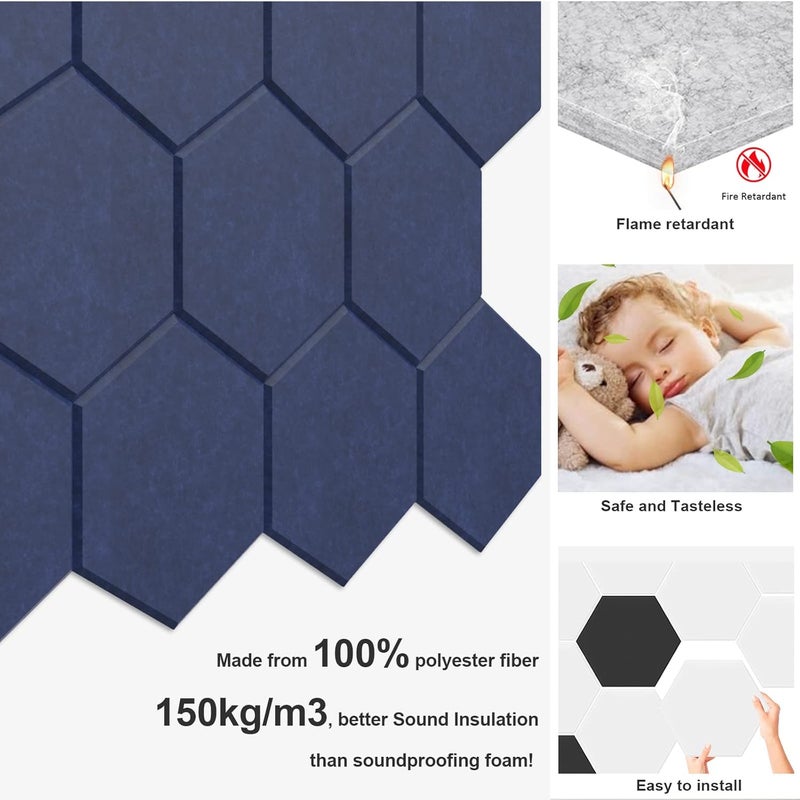 JBER 12 Pack Hexagon Acoustic Panels, Sound Proof Foam Self-adhesive,30 X 26 X 1cm High-Density Acoustic Wall Panels for Studio, Home Office - Image 5