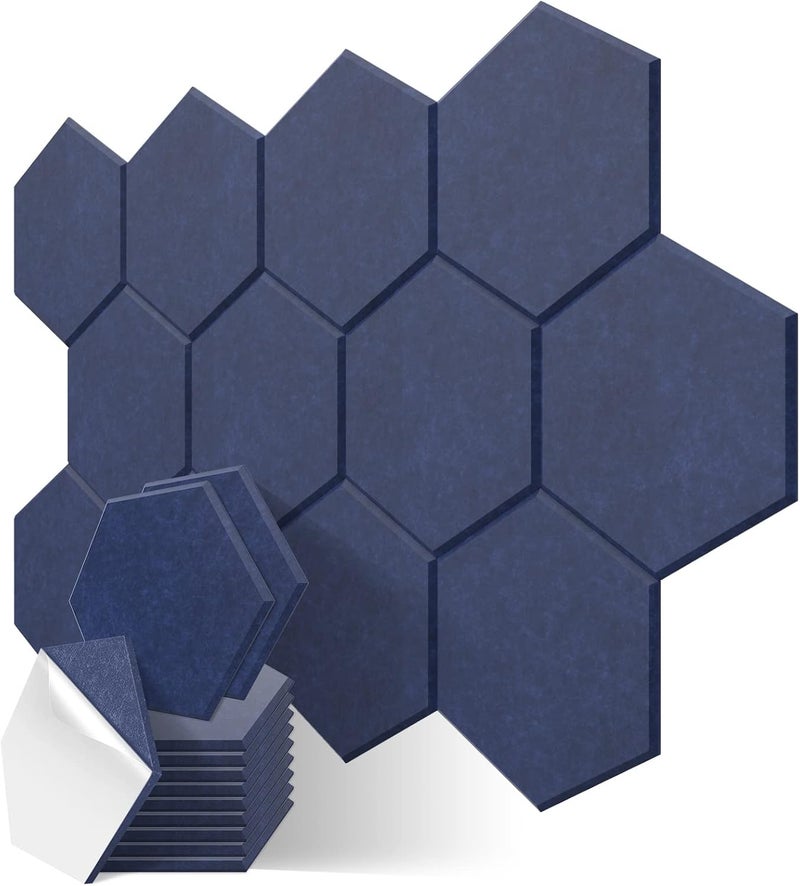 JBER 12 Pack Hexagon Acoustic Panels, Sound Proof Foam Self-adhesive,30 X 26 X 1cm High-Density Acoustic Wall Panels for Studio, Home Office - Image 1