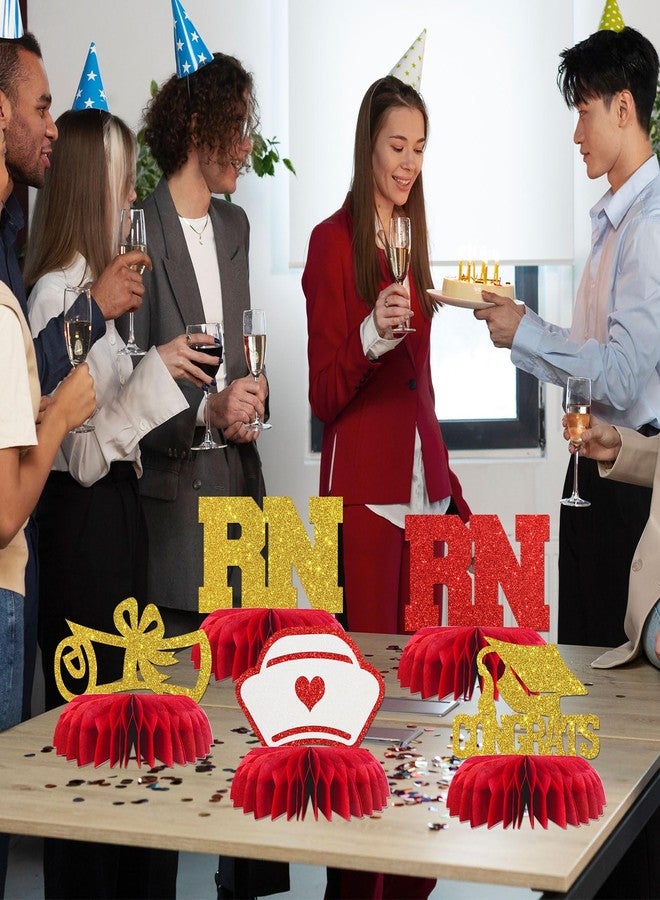 Maicaiffe Congrats RN Table Honeycomb Centerpieces Decorations - Glitter 8 Pcs Nursing School Graduation Party Table Toppers Decor - Congrats Nurse Grad - Medical Graduation Party Decoration Supplies - Image 5
