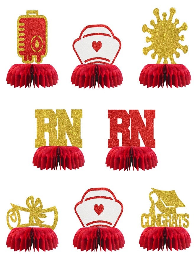 Maicaiffe Congrats RN Table Honeycomb Centerpieces Decorations - Glitter 8 Pcs Nursing School Graduation Party Table Toppers Decor - Congrats Nurse Grad - Medical Graduation Party Decoration Supplies - Image 1