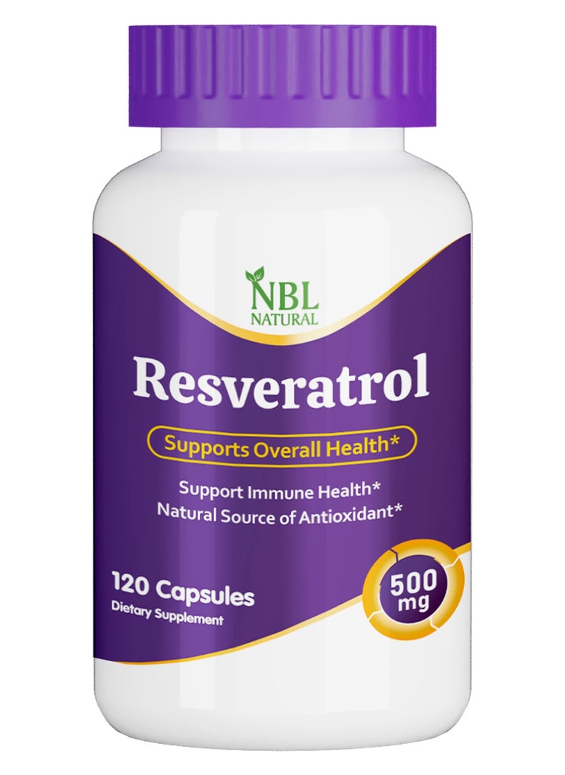NBL Natural Resveratrol Supplement, 500mg, 120 Capsules, Immune Health Support  - Image 2