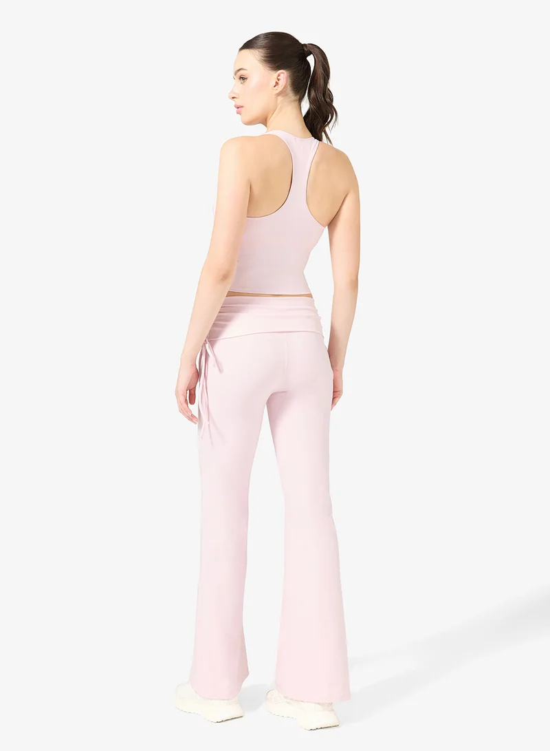 FRWD Halter Neck Vest & Foldover Waist Flared Leggings Set