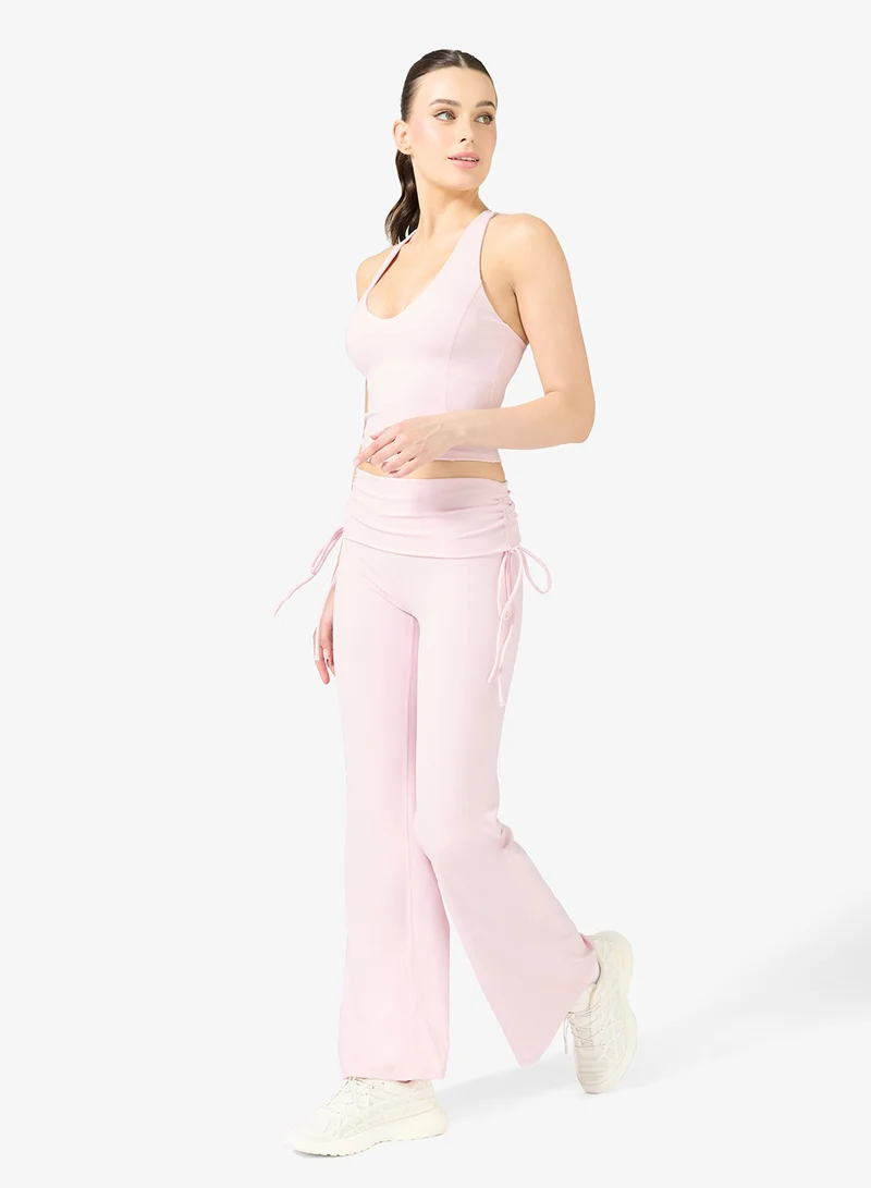 FRWD Halter Neck Vest & Foldover Waist Flared Leggings Set
