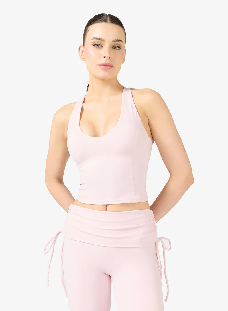FRWD Halter Neck Vest & Foldover Waist Flared Leggings Set
