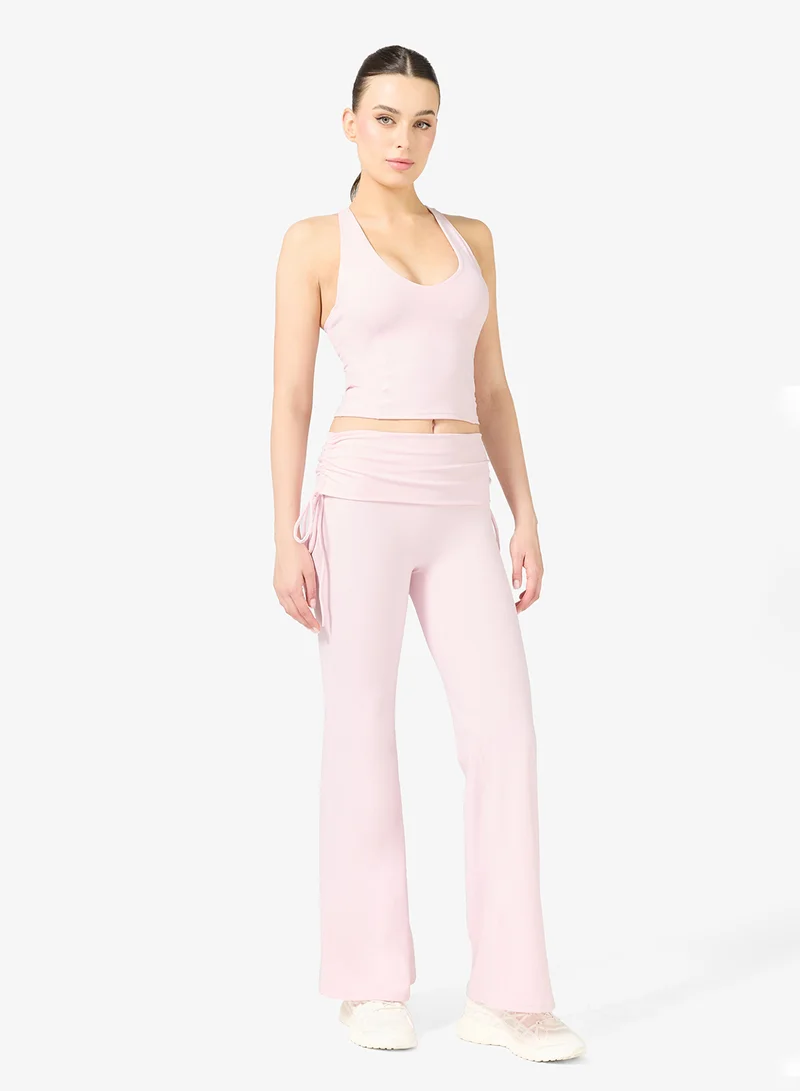 FRWD Halter Neck Vest & Foldover Waist Flared Leggings Set