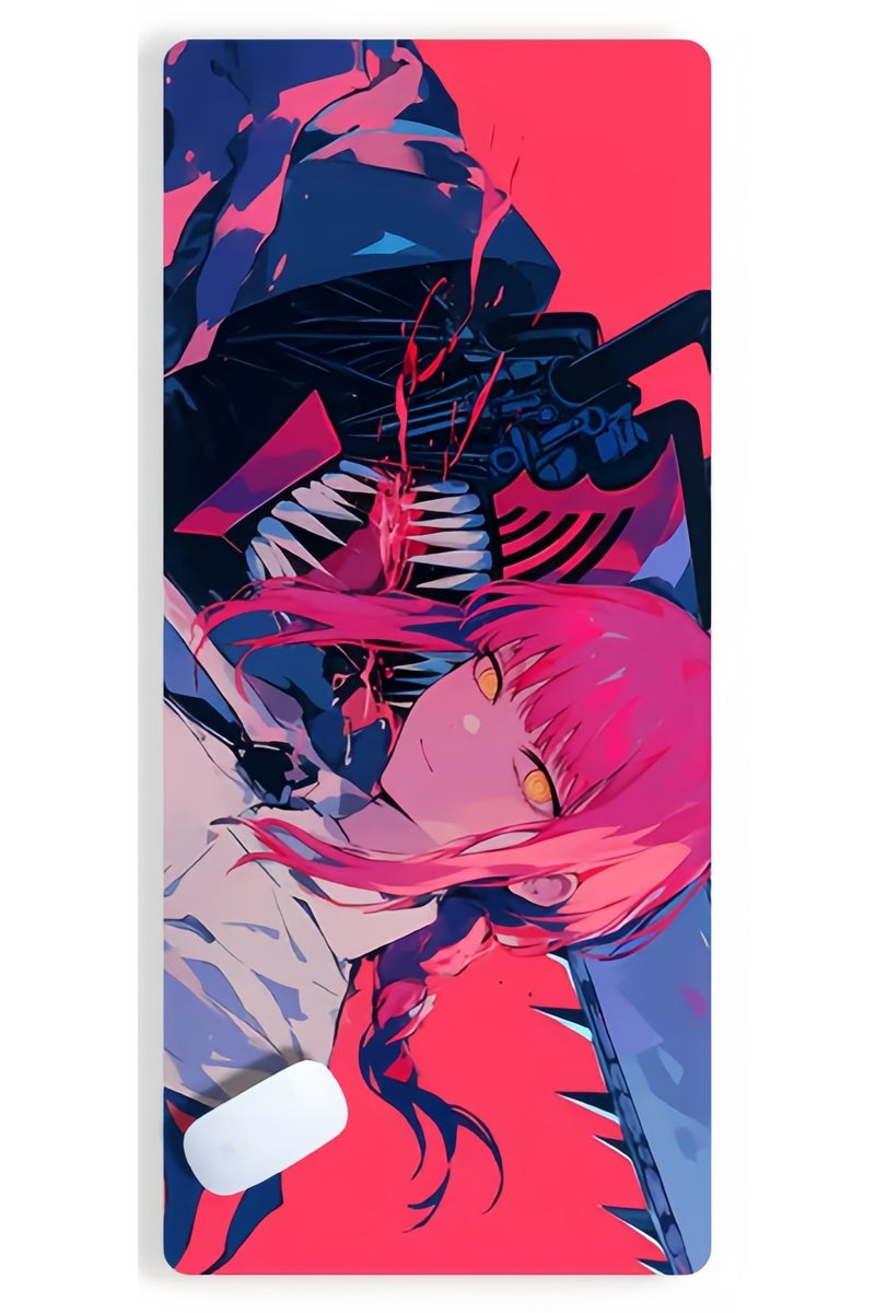 Extra-large anime cartoon game mouse pad, thickened desk pad with precise locking edge and anti-slip keyboard，15.7×35.4 inch