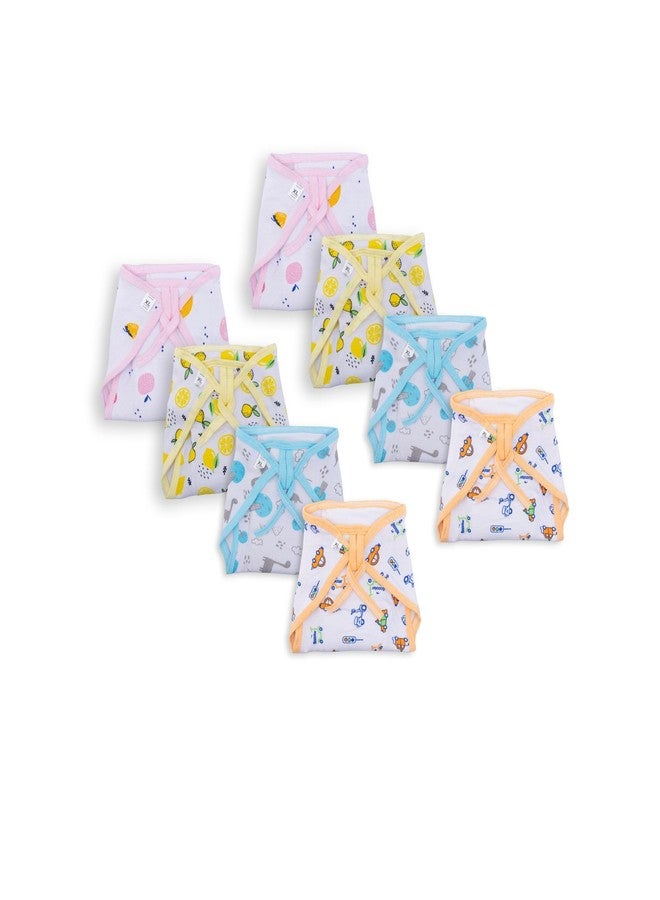 Bumsies Tie up Nappy For Babies, Reusable, Washable Soft Muslin Cotton Padded Nappy/Langot for New Born Baby | Gentle on Baby Skin, Pack of 8 | Large, White, Printed - Image 1