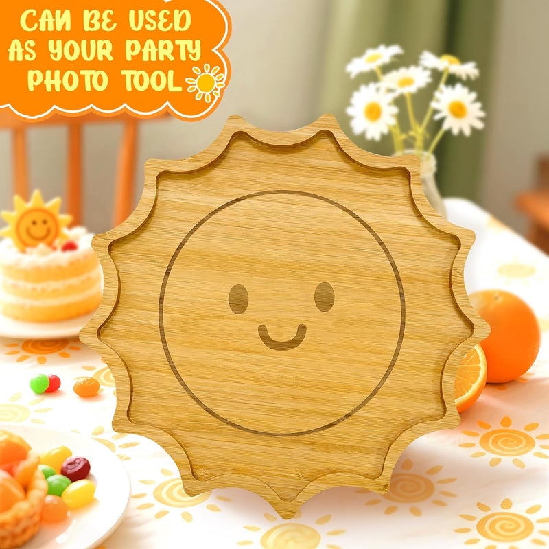 Easma 1 PCS Wooden Sun Party Decorations for Boys Girls Sunshine Charcuterie Boards for Tableware First Trip Around The Suns Birthday Trays for Food Here Comes The Sun Baby Shower Serving Platters Supplies - Image 3