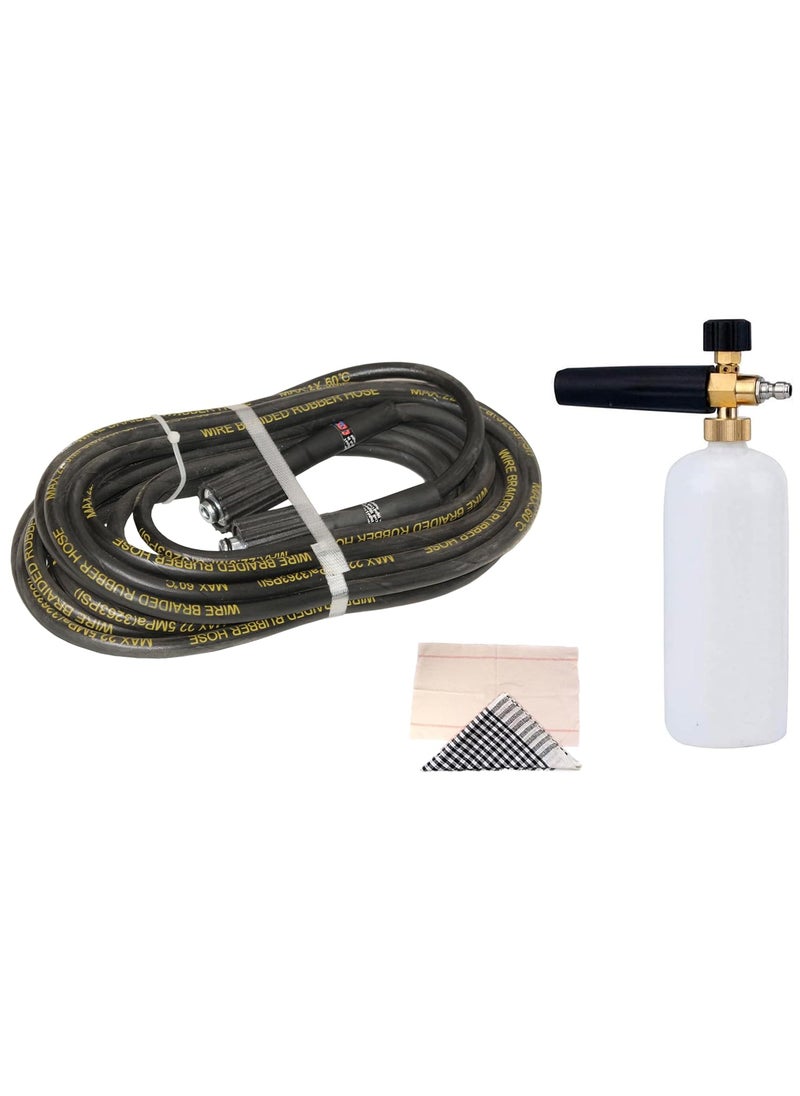 Digital Craft Digital Craft Hydraulic Pressure Washer Hose Pipe 3263PSI M2215 14mm High Pressure Washer Hose Spray Water Hydraulic Pressure Washer Pipe 10MTRSnow Foam Lance GunDusting Cloth Floor Mop 