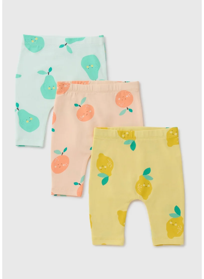 Matalan 3 Pack Baby Multicolour Fruit Leggings