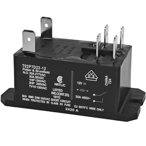Casalytics T92P7D22-12 Power Relay (2-Pack) – 12VDC 30A DPST-NO Panel Mount Relay - 6-1393211-9 Replacement for HVAC, Industrial Controls & Appliances - Image 2