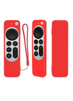 For Apple 2021 For Apple TV Siri Remote 4K Remote Control Silicone Protective Cover With Rope-Color:Red