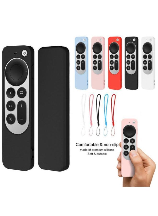 Generic - For Apple 2021 For Apple TV Siri Remote 4K Remote Control Silicone Protective Cover With Rope-Color:Red - Image 1