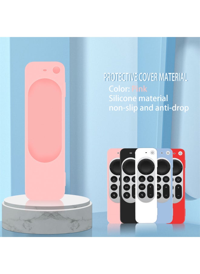 Generic - For Apple 2021 For Apple TV Siri Remote 4K Remote Control Silicone Protective Cover With Rope-Color:Red - Image 1