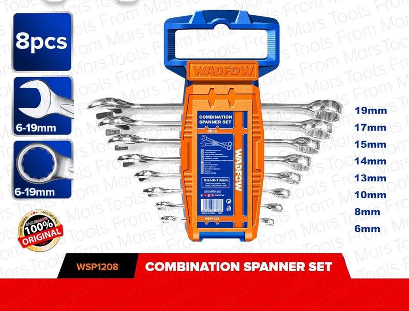 WADFOW 8pcs Combination Spanner Set 619mm Gear Ring Combination Wrench Set WITH 1 YEAR SERVICE WARRANTY - Image 3