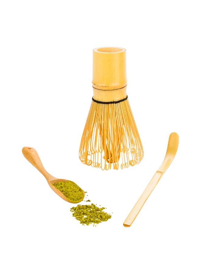 Dojo Matcha Tea Whisk Set, 3-Piece Traditional Matcha Brush Set - Includes Whisk (Chasen), Scoop (Chashaku), And Spoon, Durable, Bamboo Matcha Making Set, Heat-Resistant, Sustainable
