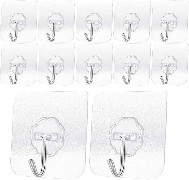 AZARIA 15 Pcs Hooks for Wall Heavy Items – Self Adhesive Wall Hooks, Wall Hooks for Hanging Strong 5kg, Wall Hook Sticker Heavy Duty, Nail Free Sticky Hangers with Stainless Hooks Reusable (15 Pcs) - Image 1