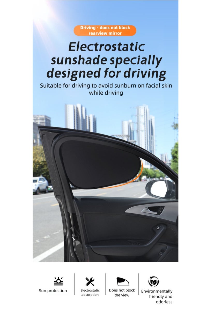 Car Side Window Sun Shades,Electrostatic film adsorption 4 PCS Front and Rear Window Sunshades Privacy Curtains, Sun Glare and UV Rays Protection, Block Light for Breastfeeding, Taking a nap, Changing Clothes, Camping - Image 1
