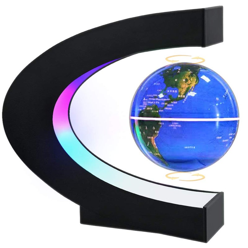 MOKOQI Magnetic Levitating Globe with LED Light Cool Tech Gift for Men Father Boys and Girls Birthday Gifts for Kids Floating Globes World Desk Gadget Decor in Office Home Display Blue - Image 2