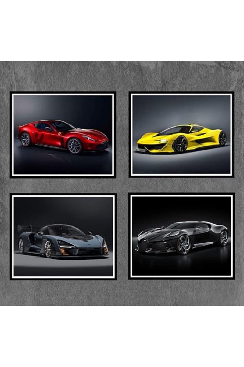 BPA® Car Poster Lamborghini Mclaren Ferrari Bugatti Sports Canvas Wall art Posters Supercar Decor for Boys Room Bedroom Set of 4 Unframed (8x10 in) - Image 3