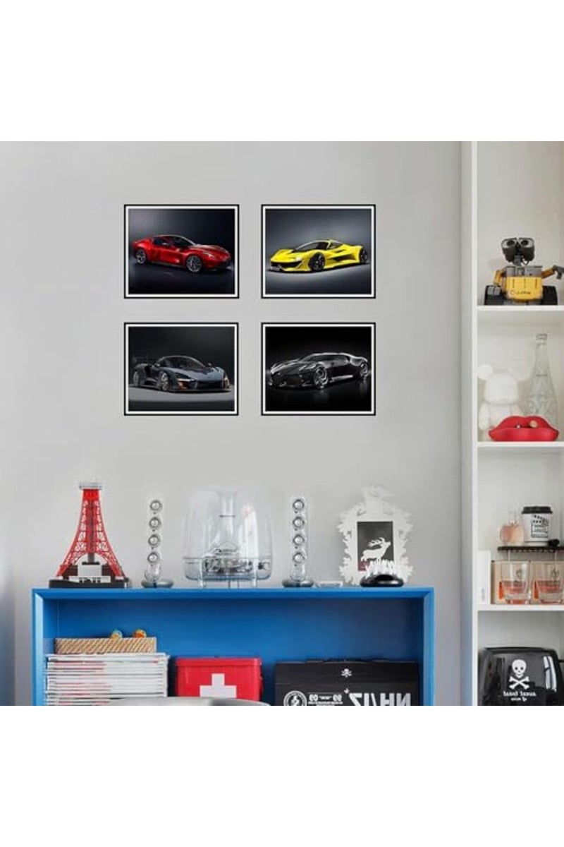 BPA® Car Poster Lamborghini Mclaren Ferrari Bugatti Sports Canvas Wall art Posters Supercar Decor for Boys Room Bedroom Set of 4 Unframed (8x10 in) - Image 2