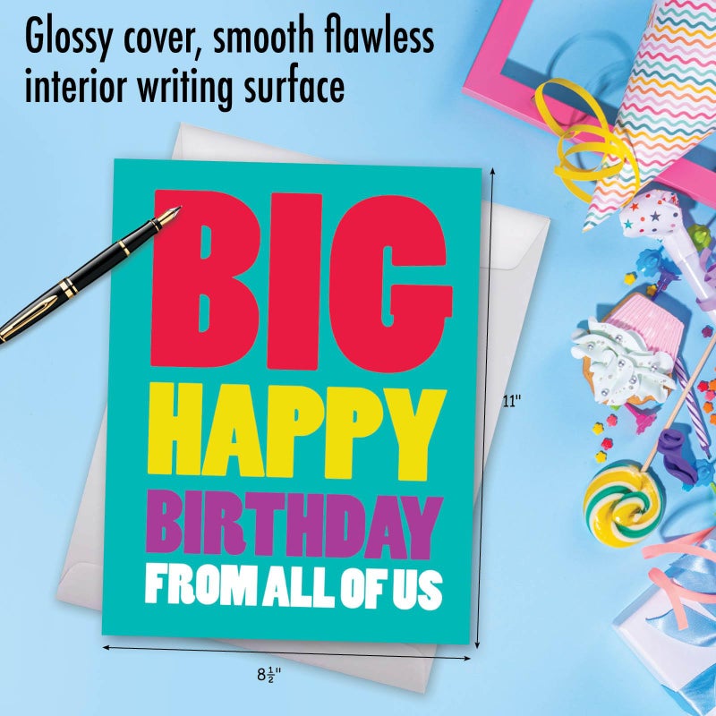 NobleWorks - 1 Happy Birthday Greeting Card Jumbo (8.5 x 11 Inch) - Celebration, Appreciation Stationery for Birthdays - Big Happy Birthday from Us J3900BDG - Image 5