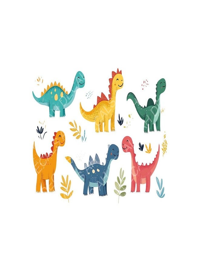 AH Decals Cartoon 6 Dinosaur Animated Wall Sticker Beautiful Created Designs Kids Room Sticker Wall, Hall, Living Room,Poster 3D Background Removable Sticker Gallery Poster-Vinyl - Image 1