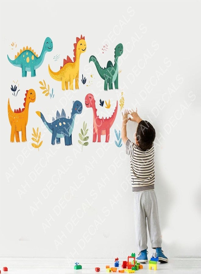 AH Decals Cartoon 6 Dinosaur Animated Wall Sticker Beautiful Created Designs Kids Room Sticker Wall, Hall, Living Room,Poster 3D Background Removable Sticker Gallery Poster-Vinyl - Image 2