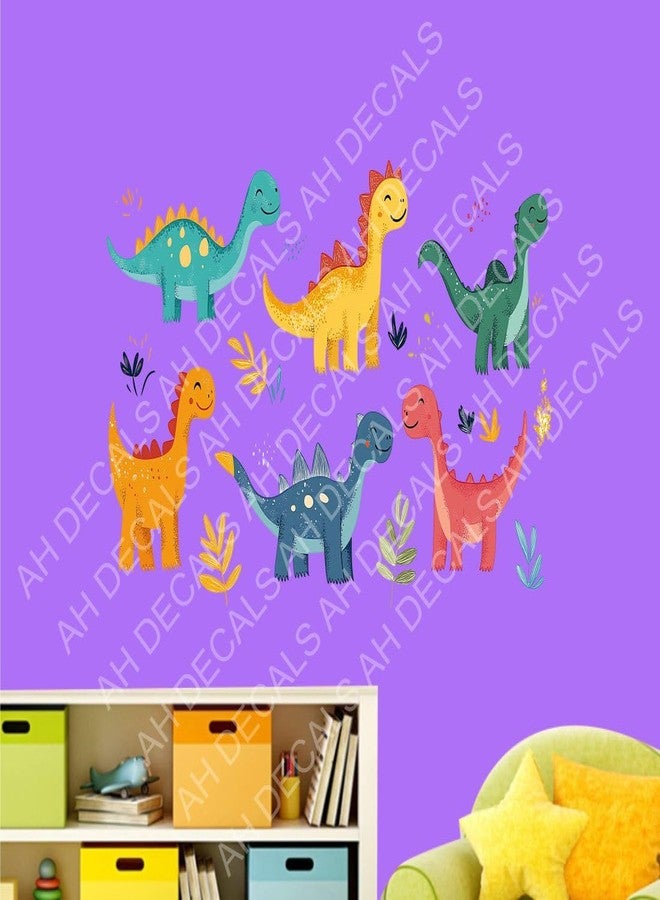 AH Decals Cartoon 6 Dinosaur Animated Wall Sticker Beautiful Created Designs Kids Room Sticker Wall, Hall, Living Room,Poster 3D Background Removable Sticker Gallery Poster-Vinyl - Image 4