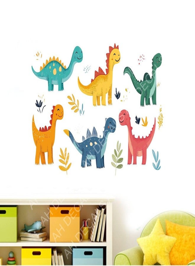 AH Decals Cartoon 6 Dinosaur Animated Wall Sticker Beautiful Created Designs Kids Room Sticker Wall, Hall, Living Room,Poster 3D Background Removable Sticker Gallery Poster-Vinyl - Image 3