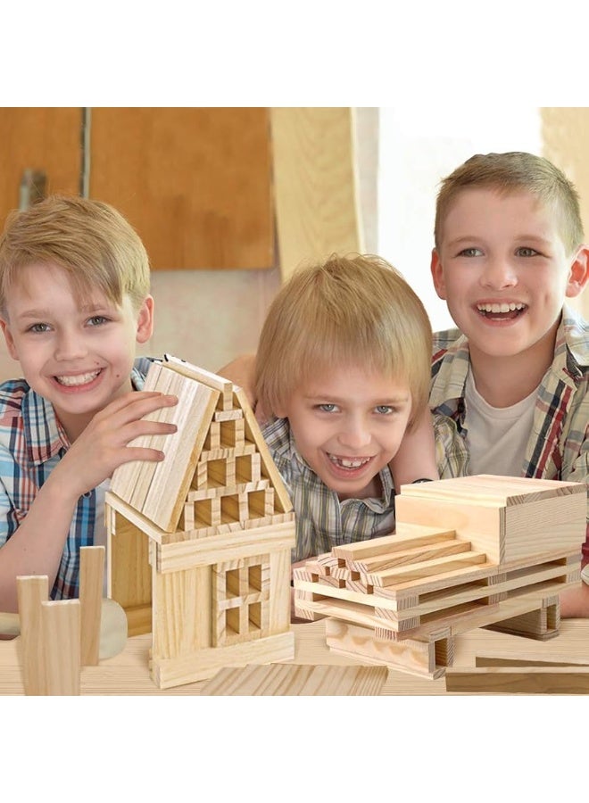 3 Bees & Me 3 Bees & Me Wooden Building Toys - STEM Toys for Boys and Girls - 100 Wood Plank Pieces - Image 5