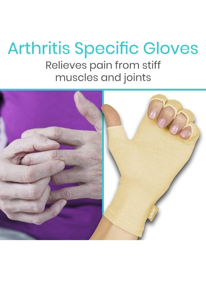 Vive Arthritis Gloves Rheumatoid Compression Hand Glove For Osteoarthritis Arthritic Joint Pain Relief Carpal Tunnel Wrist Support Open Finger Fingerless Thumb For Computer Typing - Image 2