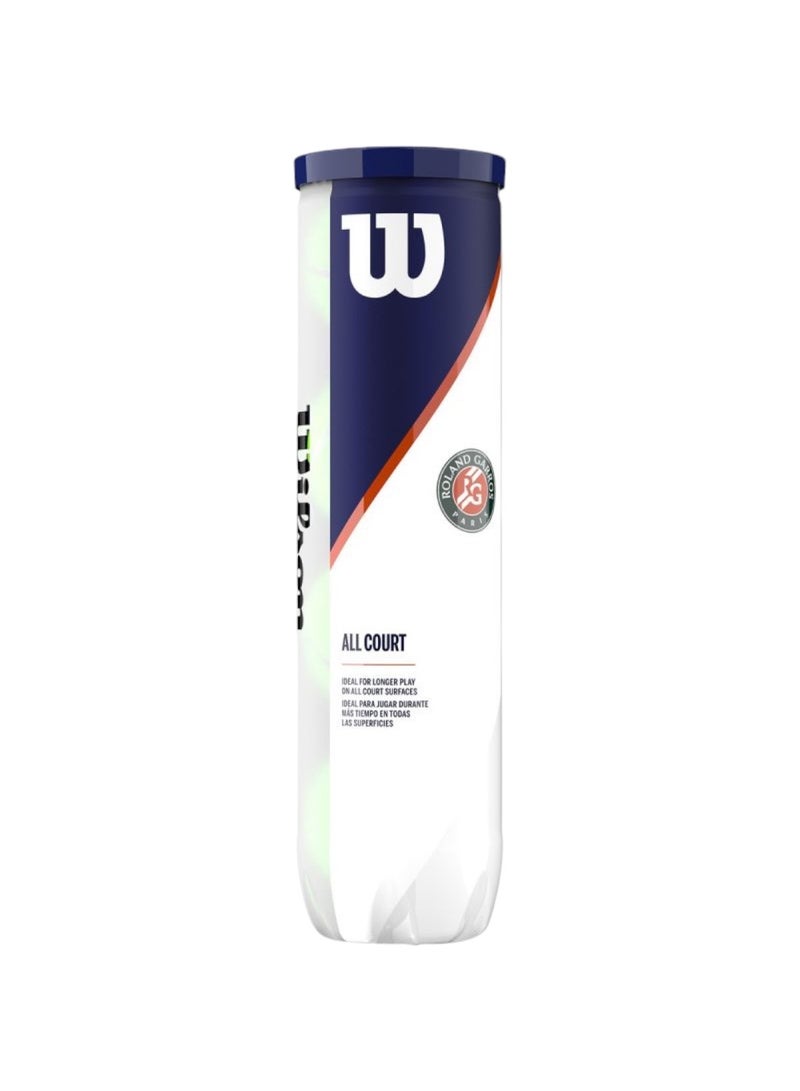 Wilson Roland Garros All Court Tennis Balls, pack of 4 - Image 1