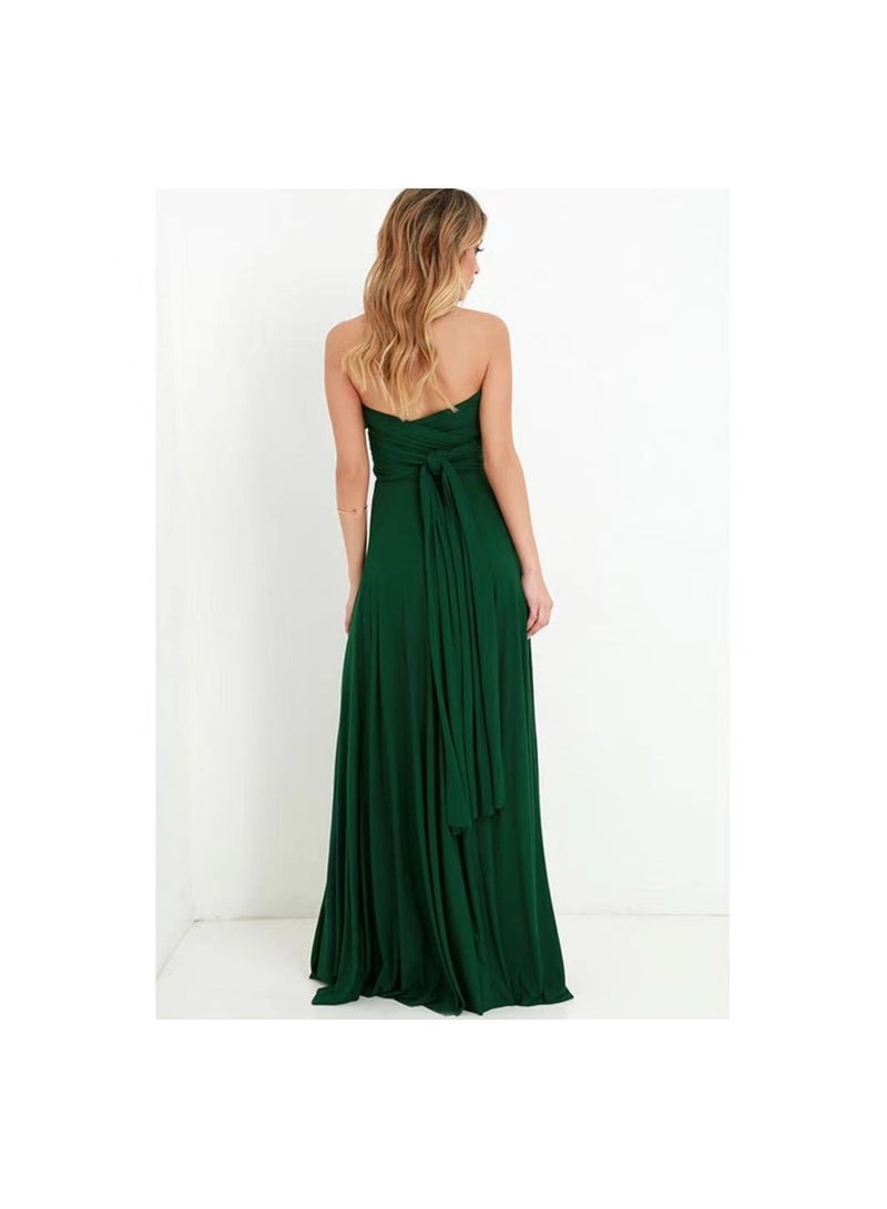 1-Piece Women's Deep V Neck Backless Party Dresses,Multi-Way Wrap Cocktail Evening Party Prom Dress,Size S,Colour Dark Green - Image 3