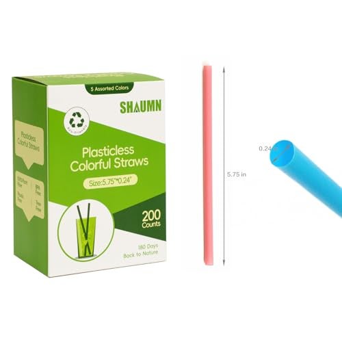 SHAUMN 5.75" Short Cocktail Straws Plastic-Free,Colorful Disposable Drinking Straws 200pcs,Plant-Based Stylish Party Straws,A Plasticless Sturdy Drinking Straws for Hot and Cold Drinks Not Foggy - Image 2