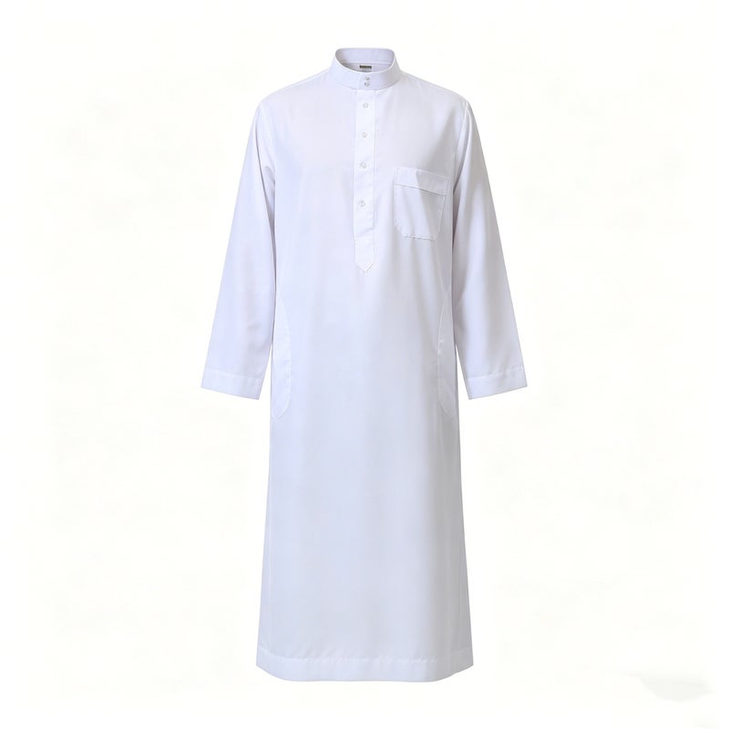 Men's Mandarin Collar Long Sleeve Cotton Blend Kurta Relaxed Fit Daily Wear Multiple Colors - Image 1