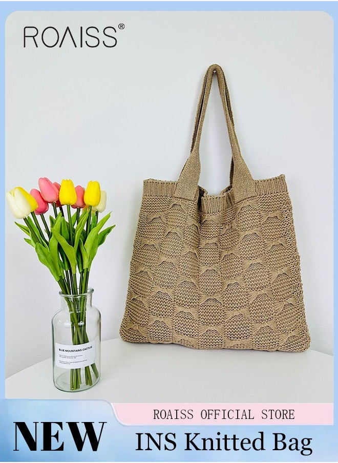 Women Knitted Shoulder Bag Solid Color Design Fashionable and Versatile Large Capacity Tote Bag - pzsku/ZCC331AA5ECC406EAE071Z/45/_/1723685856/6e74f5f2-771a-48f4-8f5f-7863bf02b7fc