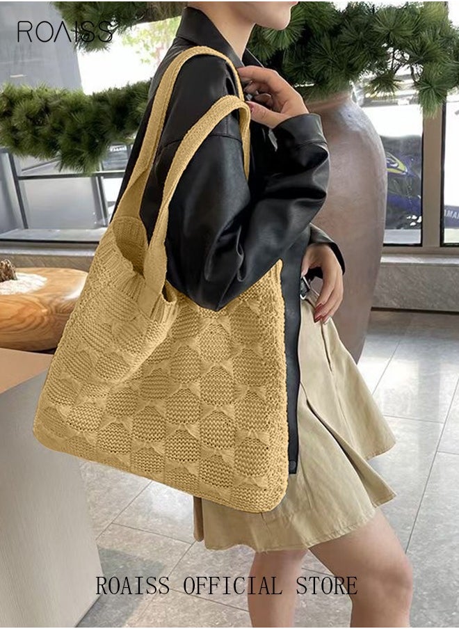 Women Knitted Shoulder Bag Solid Color Design Fashionable and Versatile Large Capacity Tote Bag - pzsku/ZCC331AA5ECC406EAE071Z/45/_/1723685856/94840339-ce94-41cc-ba31-c9cd2fde348f