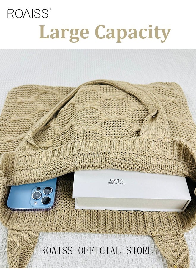 Women Knitted Shoulder Bag Solid Color Design Fashionable and Versatile Large Capacity Tote Bag - pzsku/ZCC331AA5ECC406EAE071Z/45/_/1723685858/9107bb27-0a9e-46ef-850e-613683eb9819