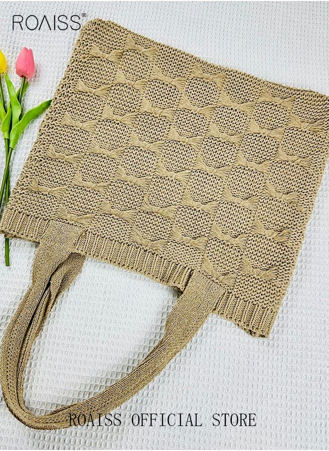 Women Knitted Shoulder Bag Solid Color Design Fashionable and Versatile Large Capacity Tote Bag - pzsku/ZCC331AA5ECC406EAE071Z/45/_/1723685859/125569df-692e-4b97-b02d-ac08ebd28de6