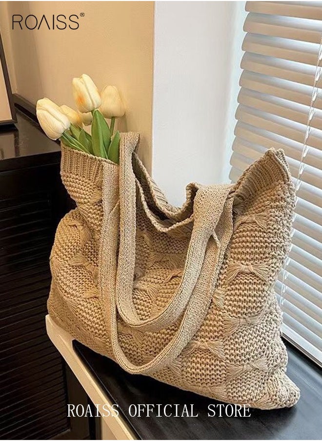 Women Knitted Shoulder Bag Solid Color Design Fashionable and Versatile Large Capacity Tote Bag - pzsku/ZCC331AA5ECC406EAE071Z/45/_/1723685860/4007c5ea-eb1b-4444-a4ea-ce3e81d943ab