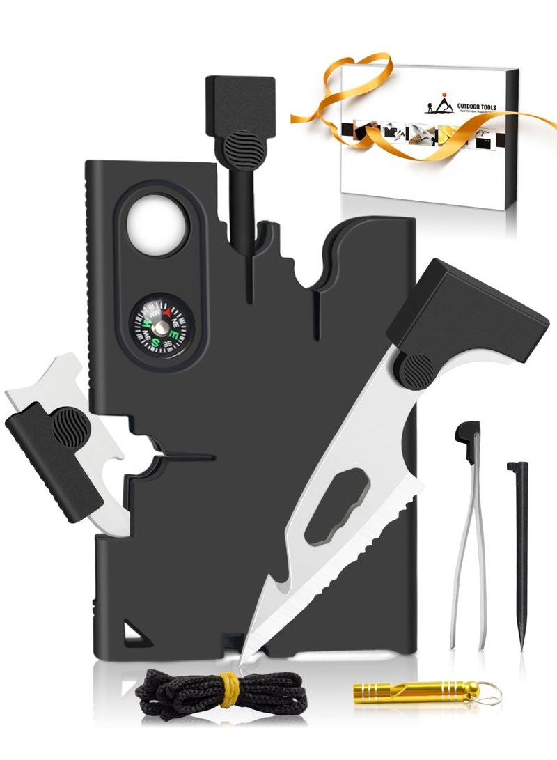 Upgraded Credit Card Tool Multitool - Mens Grandpa Gifts for Dad Who Wants Nothing, Papa Gifts for Him Credit Card Knife Foldable Cool Gadgets for Men Wallet Tools With Blade Compass Screwdrivers - Image 1