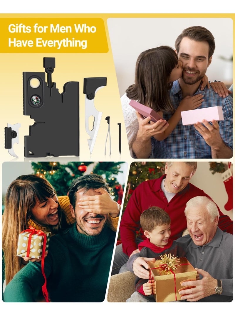 Upgraded Credit Card Tool Multitool - Mens Grandpa Gifts for Dad Who Wants Nothing, Papa Gifts for Him Credit Card Knife Foldable Cool Gadgets for Men Wallet Tools With Blade Compass Screwdrivers - Image 2