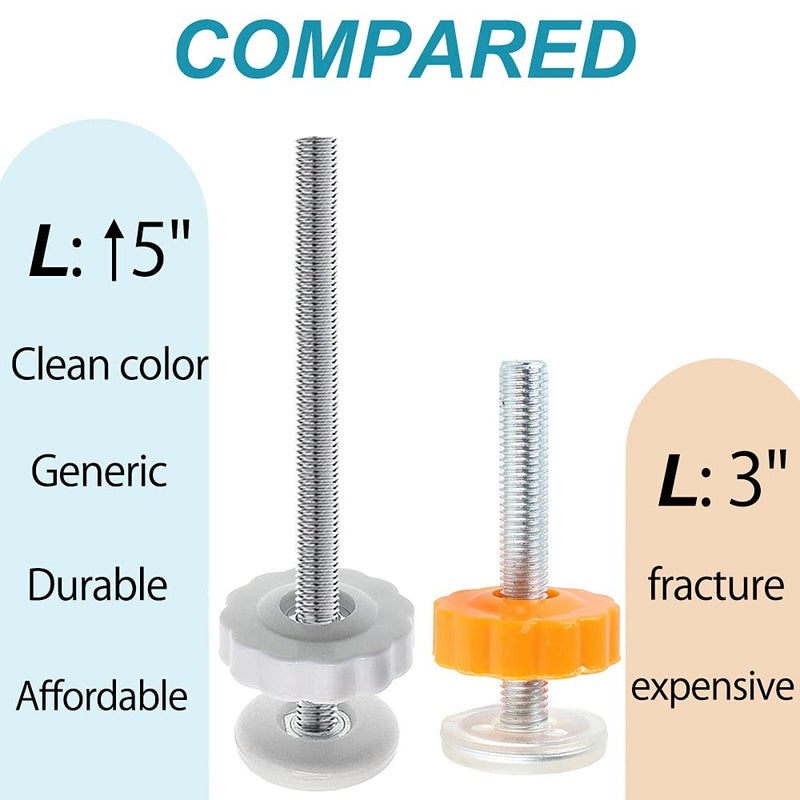 PAFOWO 4Pcs Universal Baby Gate Threaded Spindle Rod, M8 (8mm) Replacement Bolt Part for Baby & Pet Pressure Mounted Safety Gates, Extra Long Baby Tension Gate Extender (White) - Image 4