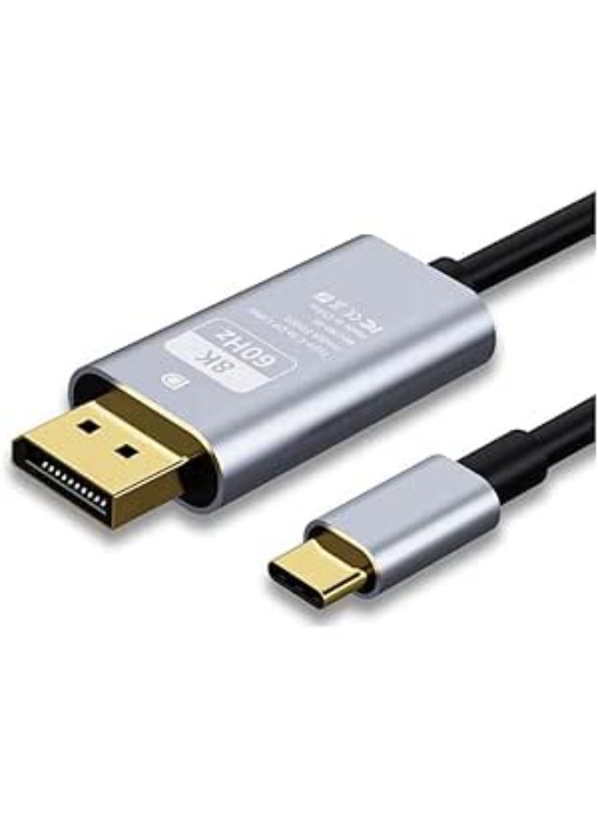 USB-C to DisplayPort 1.4 Cable 2m (6.6ft) – 8K@60Hz, 4K@144Hz, 2K@240Hz – Thunderbolt 3/4 Compatible – For MacBook Pro, iPhone 15 Pro, iPad & More