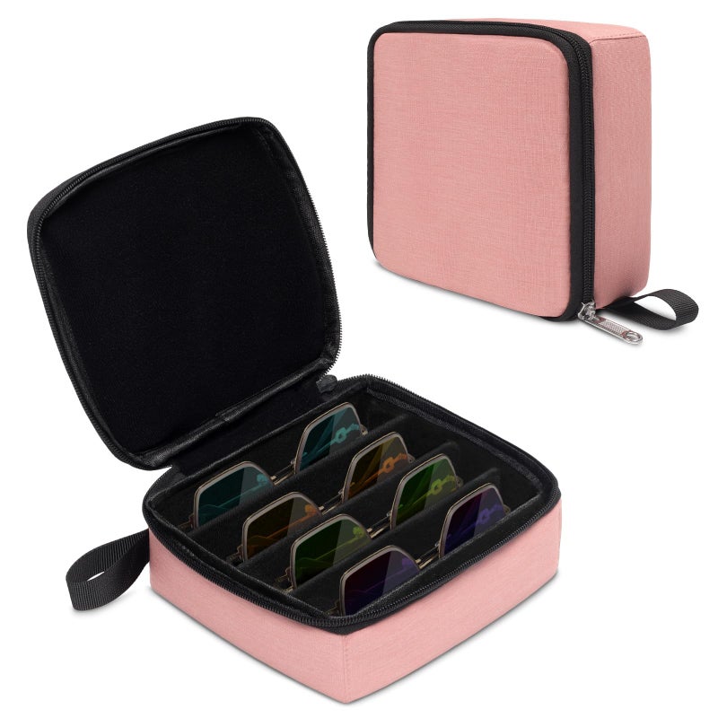 Bukere Travel Sunglasses Organizer Case Adjustable Slot For Multiple Pairs Portable Eyeglasses Storage Box for Men Women
