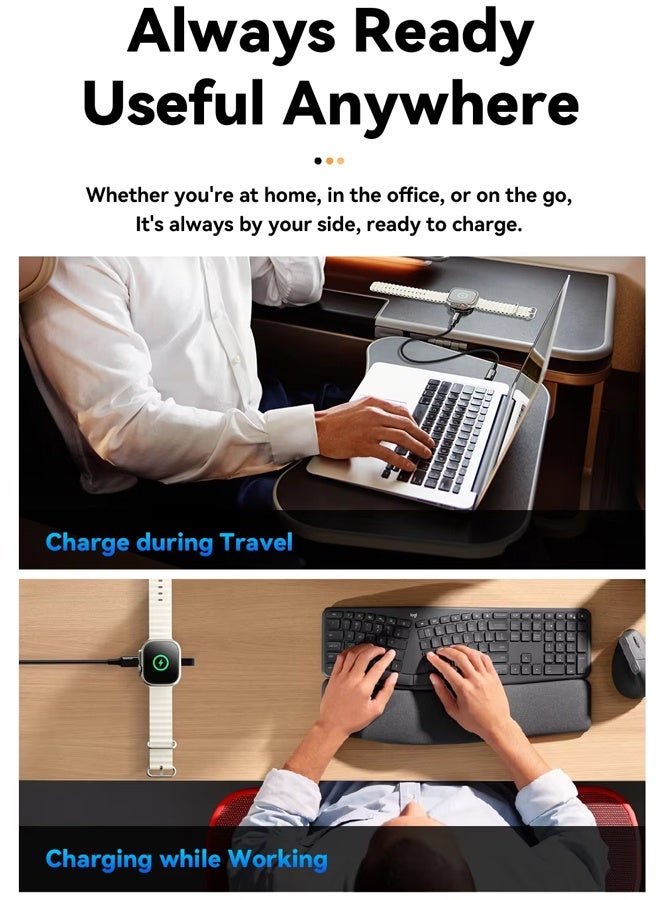 شاحن لاسلكي مغناطيسي، قاعدة شحن سريعة، متوافق مع جميع موديلات Apple Watch، تصميم صغير الحجم وقابل للحمل - Image 5