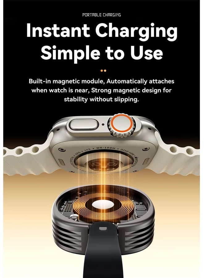 شاحن لاسلكي مغناطيسي، قاعدة شحن سريعة، متوافق مع جميع موديلات Apple Watch، تصميم صغير الحجم وقابل للحمل - Image 3