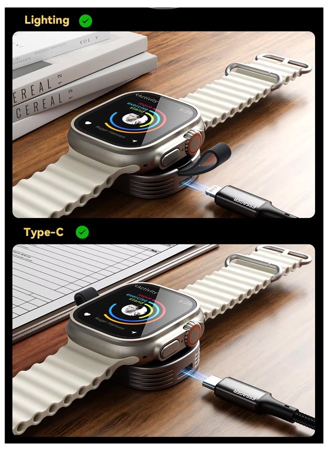 شاحن لاسلكي مغناطيسي، قاعدة شحن سريعة، متوافق مع جميع موديلات Apple Watch، تصميم صغير الحجم وقابل للحمل - Image 4